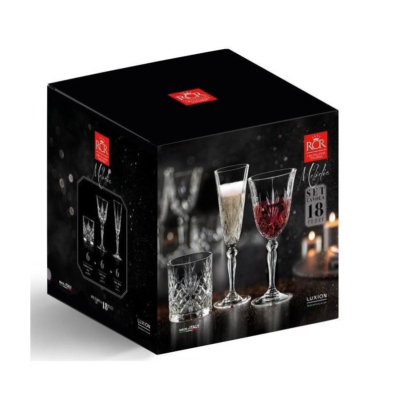 Zestaw kieliszki i szklanki 18 el RCR – Melodia